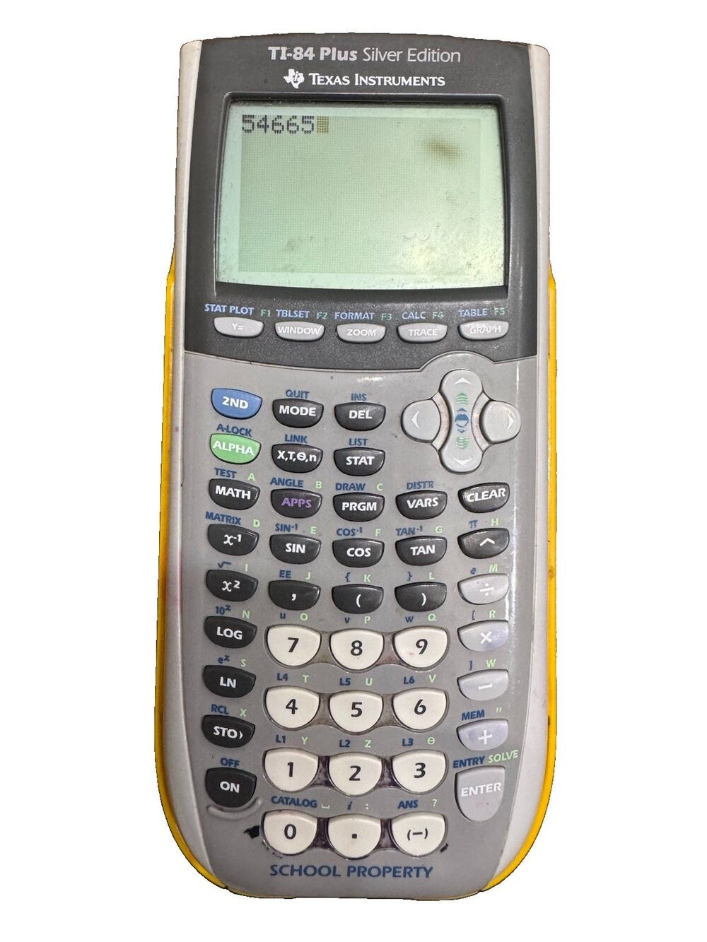 TEXAS INSTRUMENTS TI-84 PLUS SILVER EDITION GRAPHING CALCULATOR YELLOW COVER